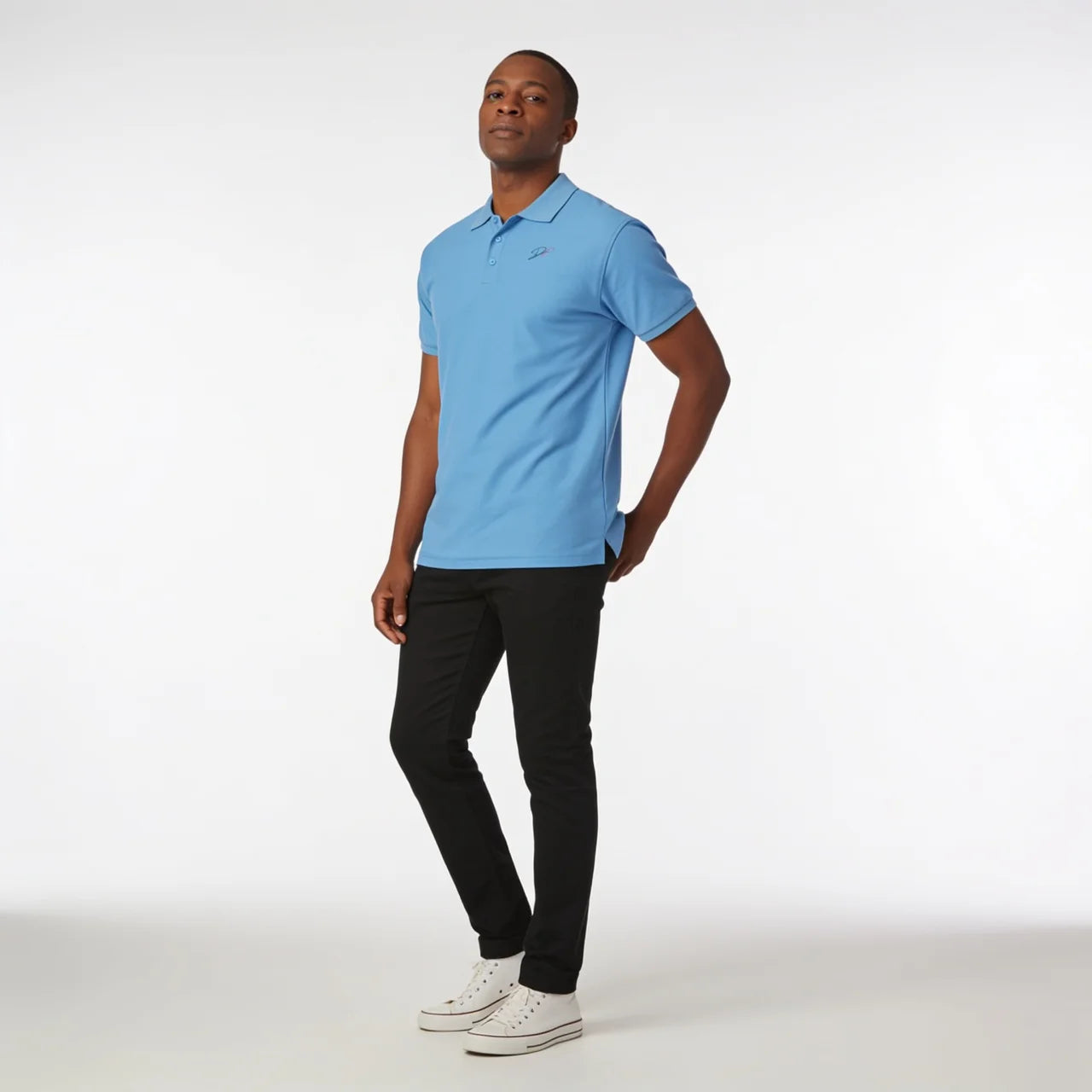 Men's Pique Polo (Sand/Carolina Blue)