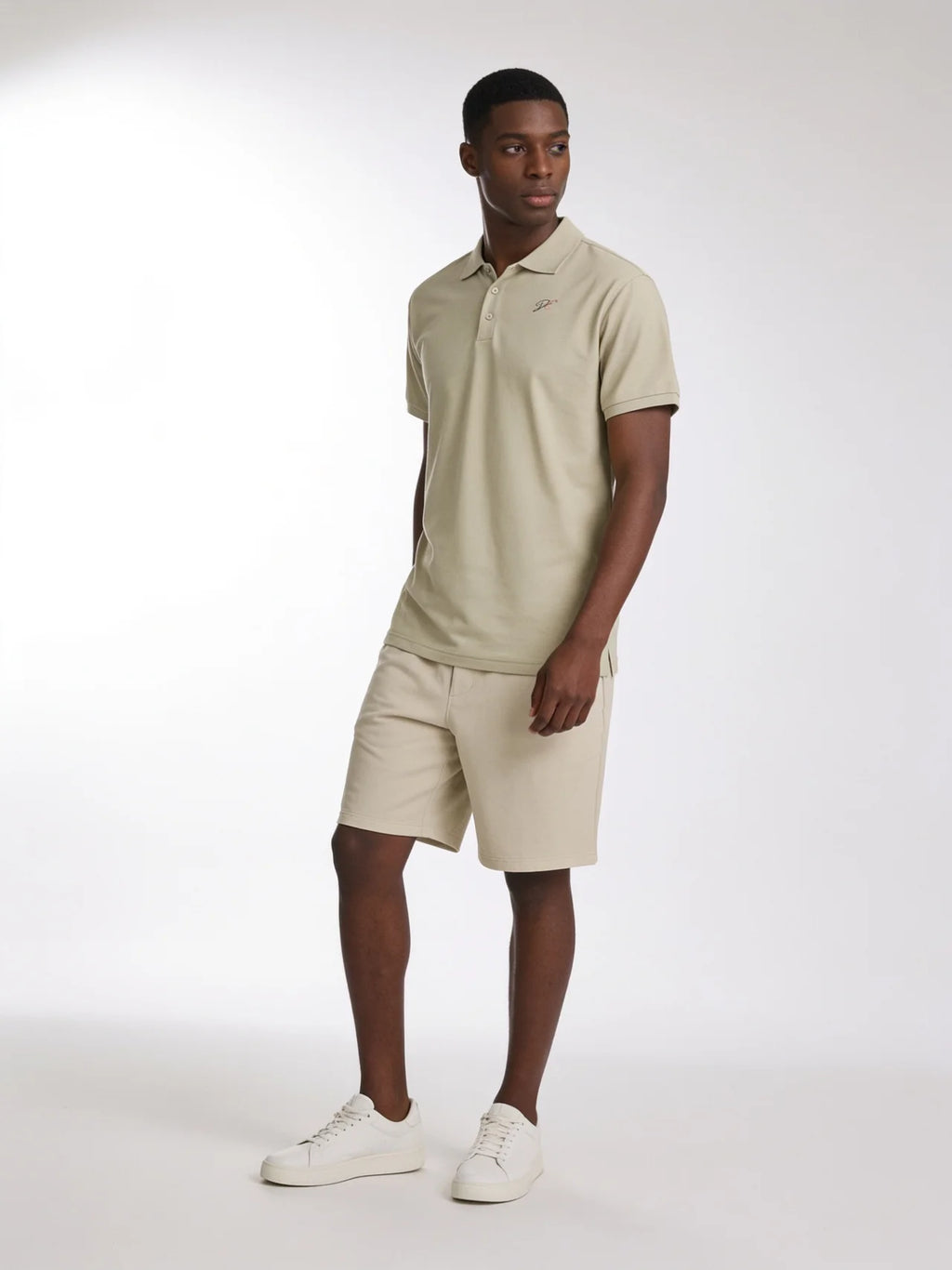 Men's Pique Polo (Sand/Carolina Blue)