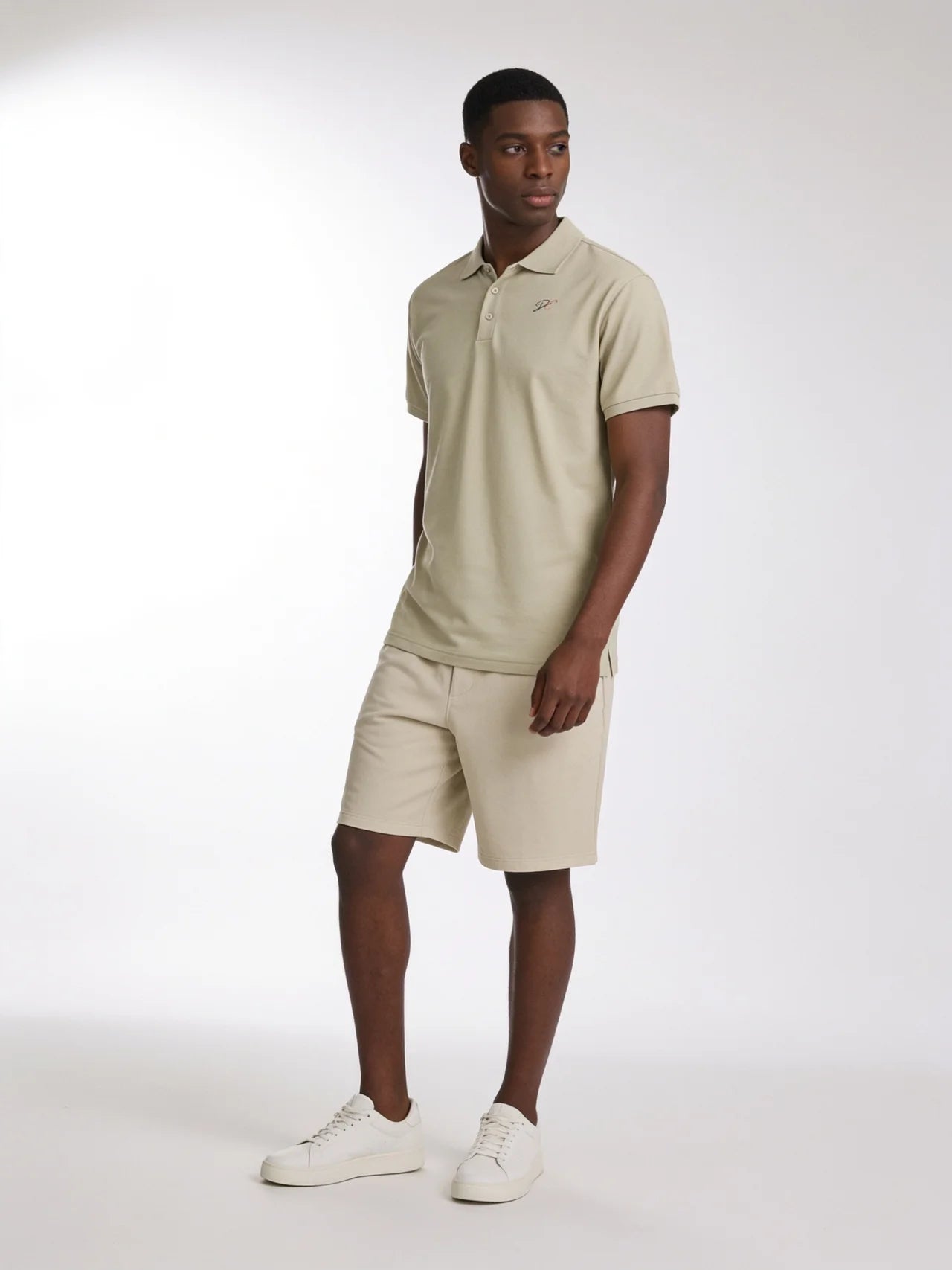 Men's Pique Polo (Sand/Carolina Blue)
