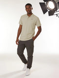Men's Pique Polo (Sand/Carolina Blue)